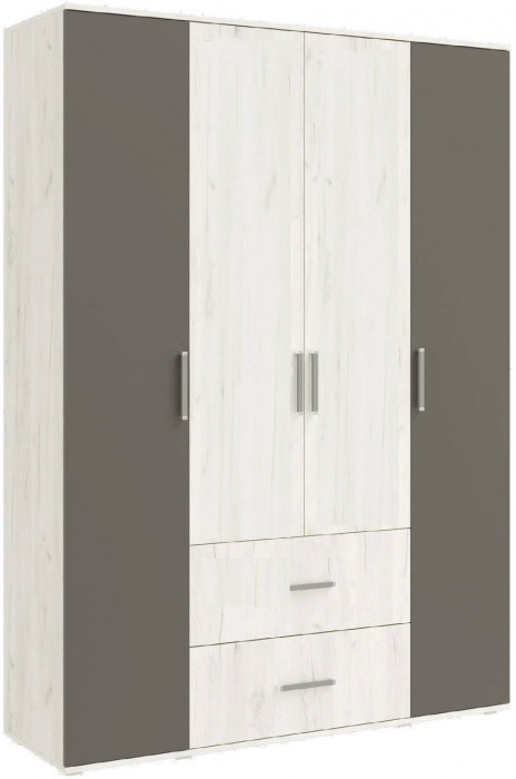 Фиеста NEW Шкаф четырехдверный без зеркала (Крафт белый, Графит)