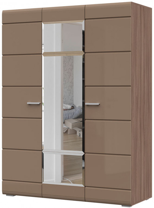 Вегас Шкаф 3-х ств 1500*2000*570 шимо темн/кофе с молоком