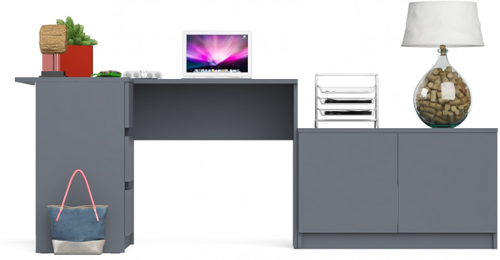 Мори компьютерный стол МС-16 левый + Тумба МА900.1, графит