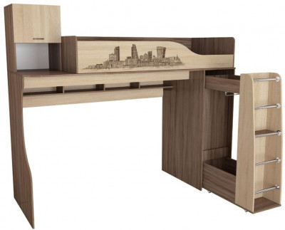 Орион Кровать-чердак ясень шимо/дуб сонома