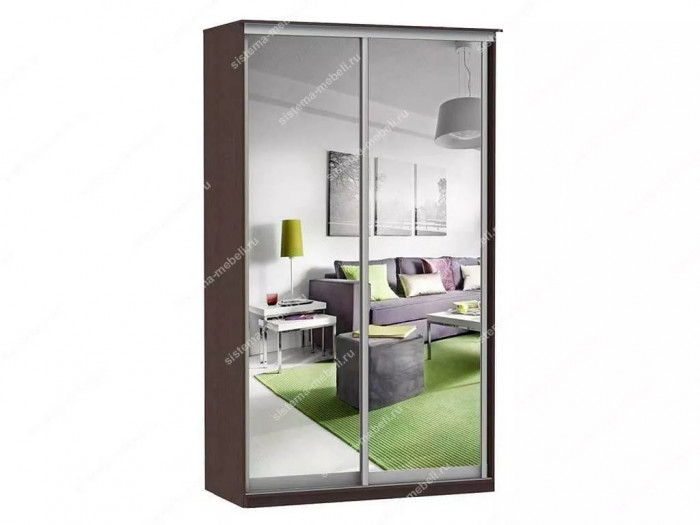 Шкаф купе Модерн 1190х450 2-х дверный 2-х секционный зеркальный венге