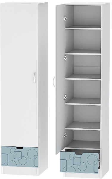 Детский Пенал Бриз МДФ, Белый/Антарктида (Квадрат)