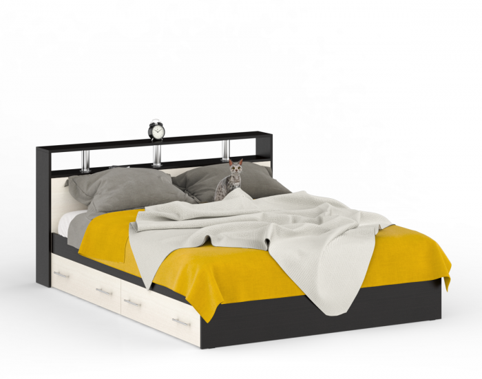 Камелия Кровать с ящиками 1600, венге/дуб лоредо