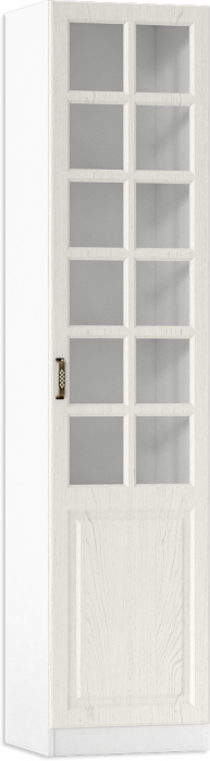 Ливерпуль Шкаф-витрина, цвет ясень ваниль/белый, ШхГхВ 50х41,4х220,3 см., идёт подсветка - спот врезной, универс. сб., подходит карниз 500 #1650022