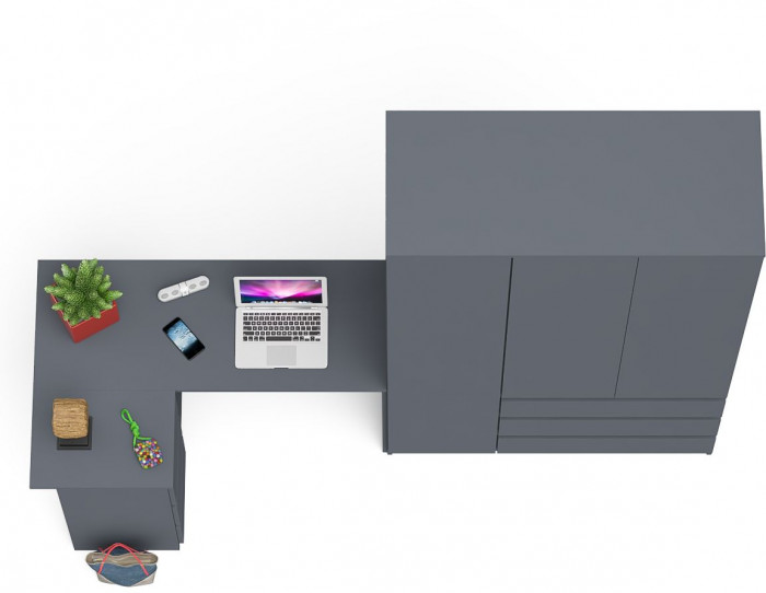 Мори компьютерный стол МС-16 левый + Шкаф МШ1200.1, графит