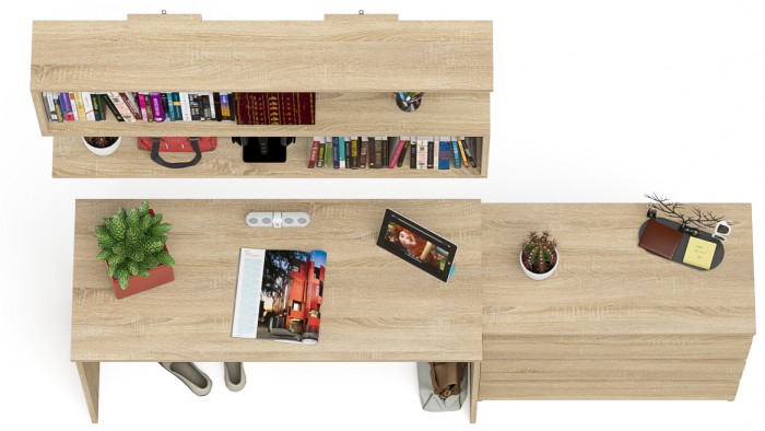 Мори письменный стол МСП1200.1 + Комод МК800.1 + Полка 1200, дуб сонома