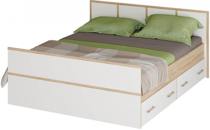 "Сакура" кровать 1,6м LIGHT (1750х860х2034) дуб сонома/белый