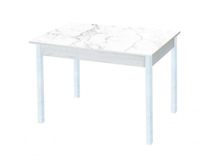 Альфа фотопечать стол обеденный раздвижной / белый мрамор/бетон белый/белый