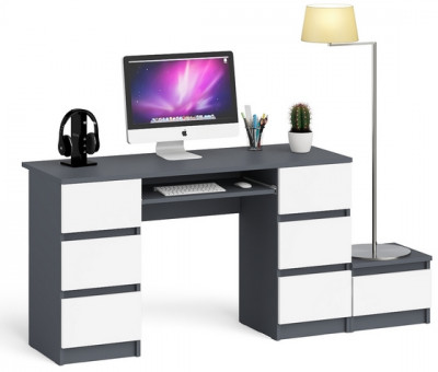 Мори компьютерный стол МС-2 + Тумба ТМП400.1, графит/белый