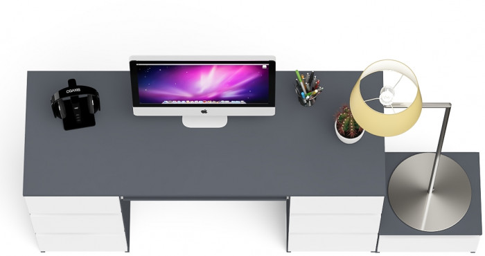 Мори компьютерный стол МС-2 + Тумба ТМП400.1, графит/белый