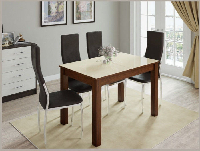 Стол обеденный Бруно 1100х700 орех шоколадный/лакобель ваниль