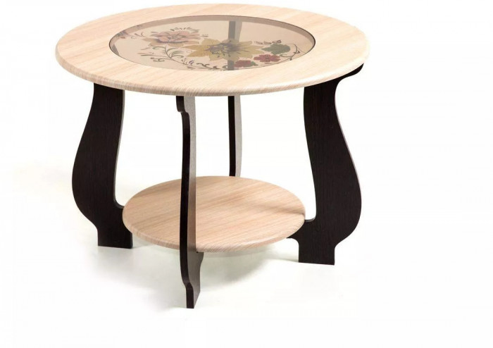 Стол журнальный СЖ-24 с рисунком Р-1/дуб/венге