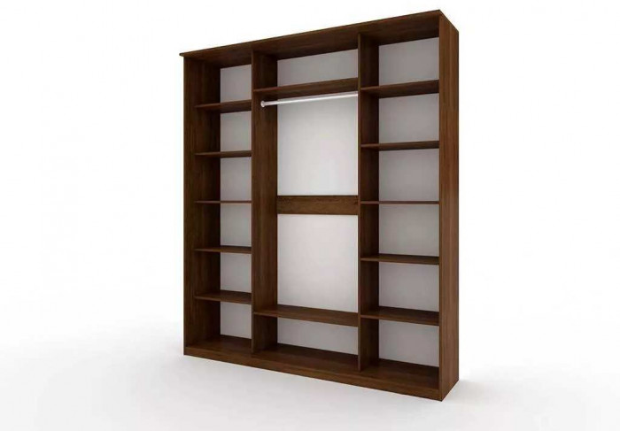 Шкаф купе Модерн 2076х600 3-х дверный 3-х секционный зеркальный с пескоструем №3 венге