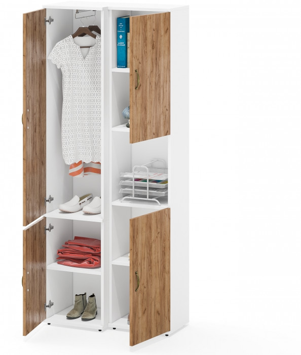 Лидер-8 Модуль Пенал + Пенал МД 21Б, белый шагрень/крафт золото