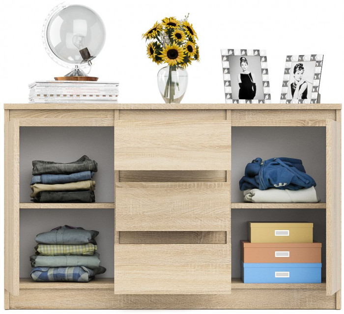 Мори Комод МК1200.3, цвет дуб сонома, ШхГхВ 120,4х41х73 см.