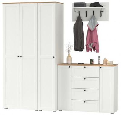 Остин Прихожая 39, белый шагрень/дуб крафт золотой