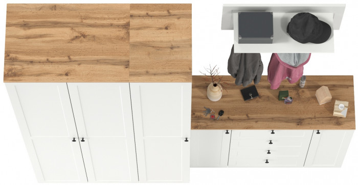 Остин Прихожая 39, белый шагрень/дуб крафт золотой