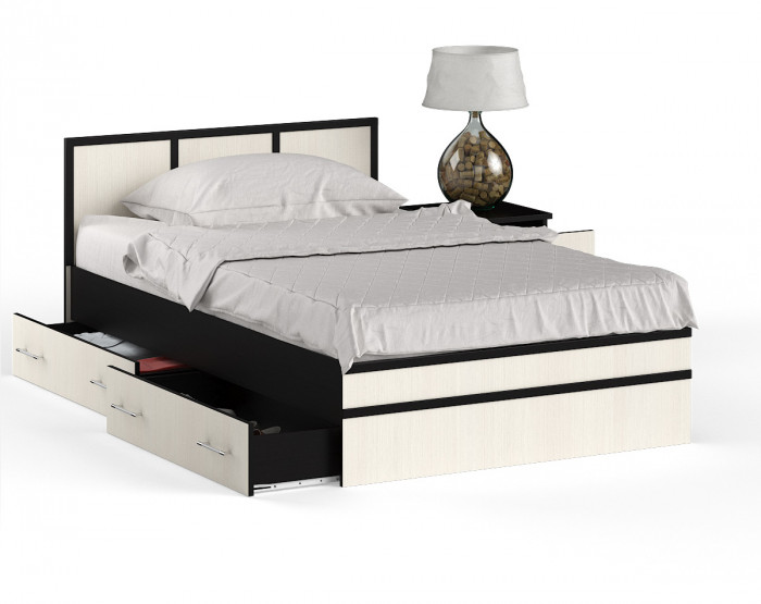 Сакура Кровать с ящиками 1200 + тумба, венге/дуб лоредо