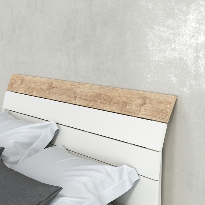 Муссон Кровать 11.41 + ортопед + Тумба 16.03 + Комод 13.97, цвет белый/дуб эндгрейн элегантный, сп. м. 1600х2000 мм., б/м
