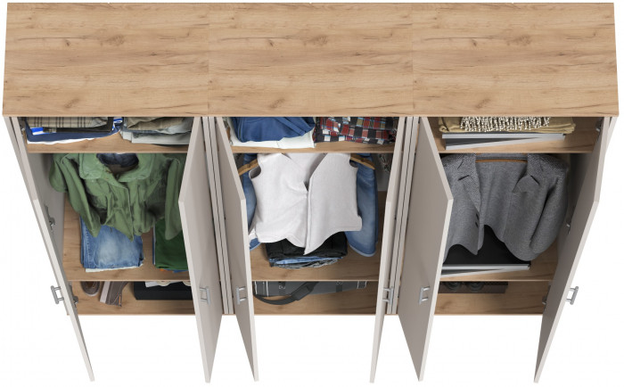 Три шкафа для одежды Домино 2-3430дкз/к.с, дуб крафт золотой/кашемир серый