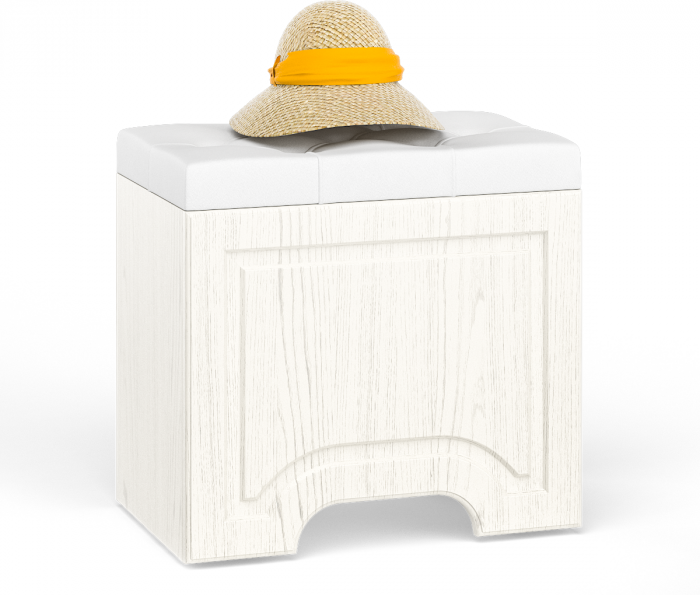 Ливерпуль Прихожая 13.21 + карниз 1000 + Зеркало 03.242 + Пуф 14.02, ясень ваниль/белый