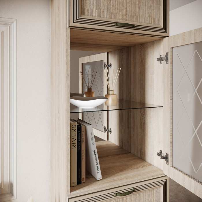 Ливорно Пенал с витриной ЛШ-5 дуб сонома