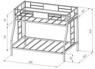 Двухъярусная кровать Гранада, серая