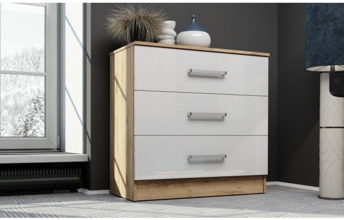 Адель Комод, вотан/Белый глянец