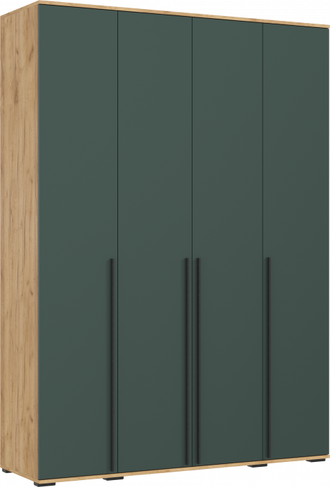 Норд Шкаф 4-х створчатый 1600 с антресолью, Дуб крафт/Изумрудный