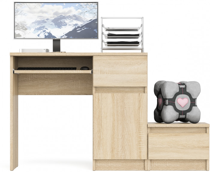 Мори компьютерный стол МС-1 правый + Тумба ТМП400.1, дуб сонома