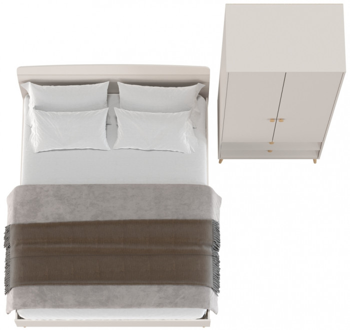 Афина Спальня Кровать 1600 + Шкаф 2-х дверный, кашемир серый