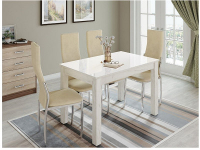 Стол обеденный Бруно 1200х800 дуб крафт белый/лакобель белый