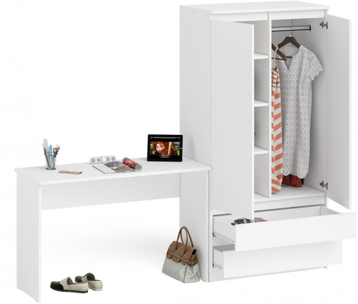 Мори письменный стол МСП1200.1 + Шкаф МШ900.1, белый