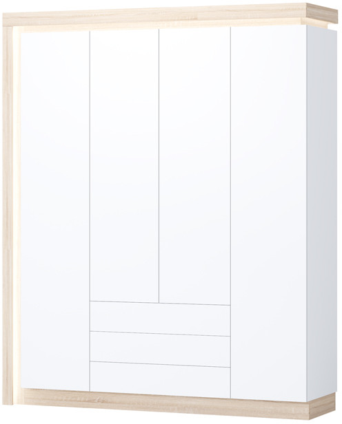 Астра Шкаф №3, Белый глянец/Сонома (подсветка)