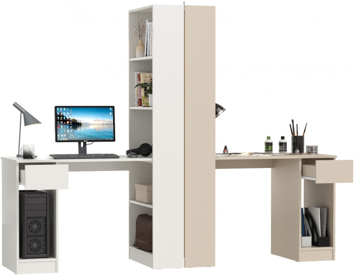 Два Стола письменных Лайт 10.01, белый гладкий/сатин