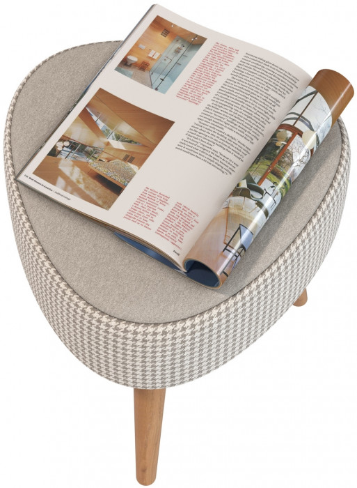 Банкетка 6-5134ТКбеж Ева, цвет ткань бежевая с рисунком, ШхГхВ 38х38х45 см.(банкетка на трёх ножках), цвет ножек: тик