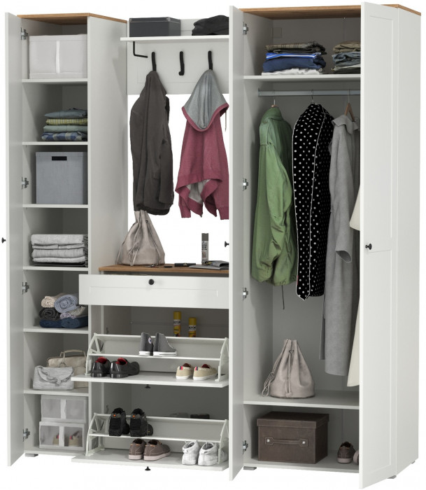 Остин Прихожая 41, белый шагрень/дуб крафт золотой