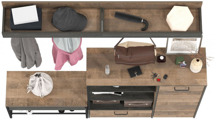 Трувор Прихожая 184, дуб гранж песочный/интра