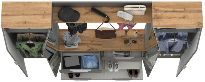 Октава Прихожая 36, серый графит/дуб крафт золотой/фасады МДФ серый графит