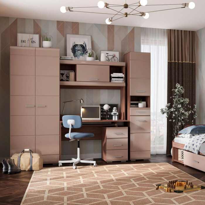 Симба надстройка для стола (1196*1072*314) ясень шимо темный/кофе с молоком