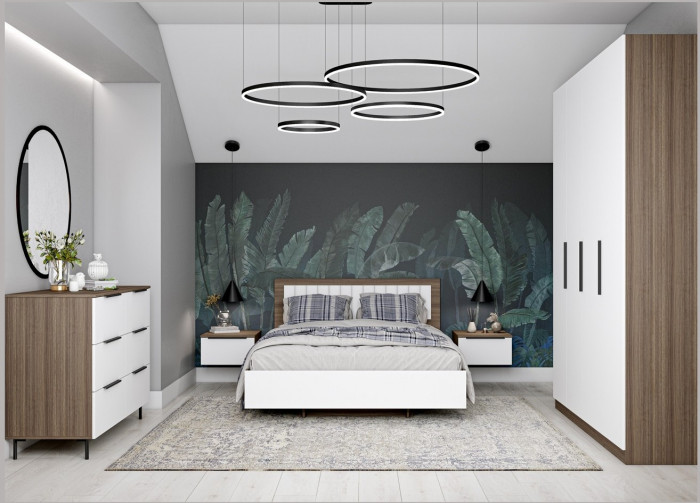 Модульная спальня Роза комп.1, Орех Франклин карамель/Белый софт