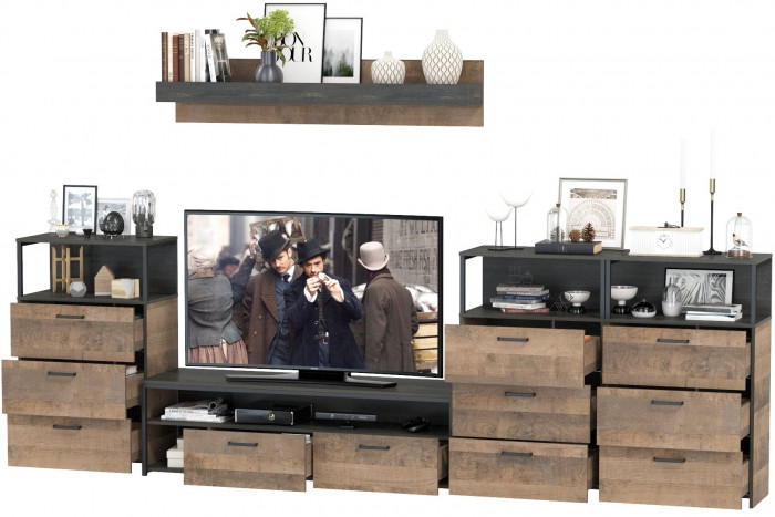 Трувор Гостиная 107, дуб гранж песочный/интра