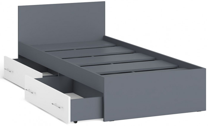 Мори Кровать с ящиками 0900, графит/белый