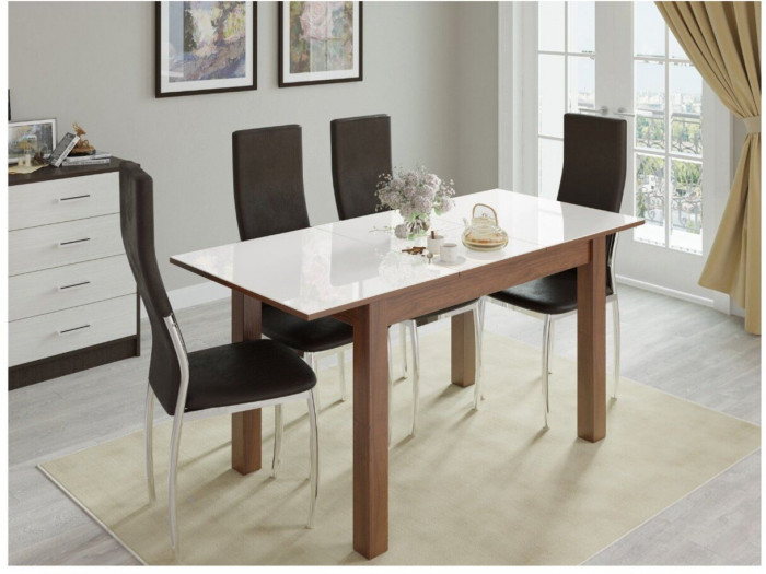 Стол обеденный Бруно 1200х800 орех шоколадный/лакобель белый