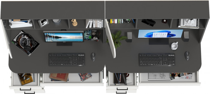 Два стола рабочих 6-0606граф/бел Сигма, графит/белый