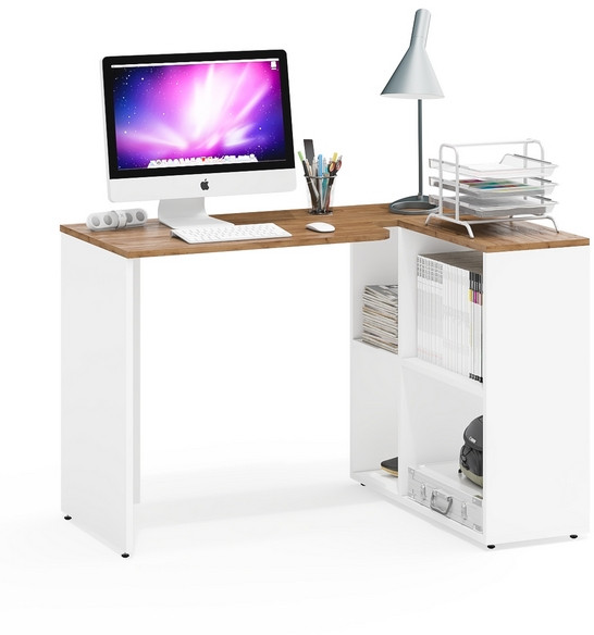 Лидер-8 Модуль Стол письменный трансформер, цвет белый шагрень/крафт золото, ШхГхВ 165х50/30х75 см. или 115х50/80х75 см., НЕ универсальная сборка