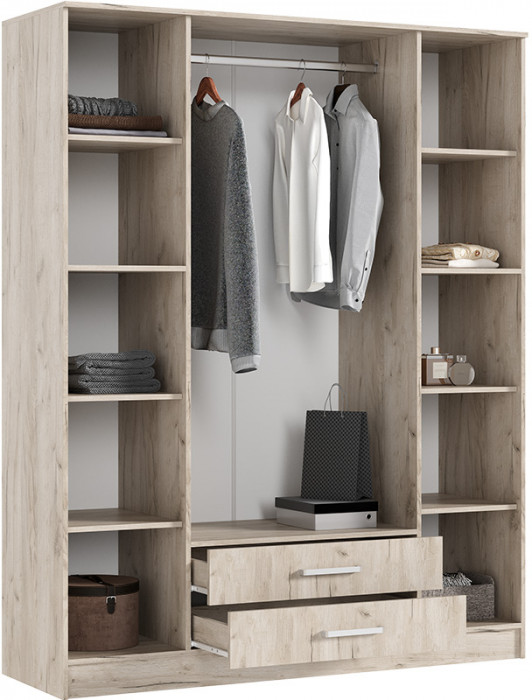 Шкаф 4-х дверный для одежды Мартина, Крафт серый/Кашемир