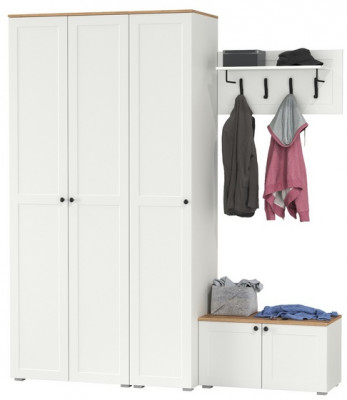 Остин Прихожая 43, белый шагрень/дуб крафт золотой