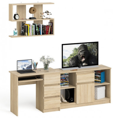 Мори Стол компьютерный МС-6 правый + Тумба МТВ1204.1 + Полка 900, цвет дуб сонома, ШхГхВ 210,4х50х209,6 см., НЕ универсальная сборка