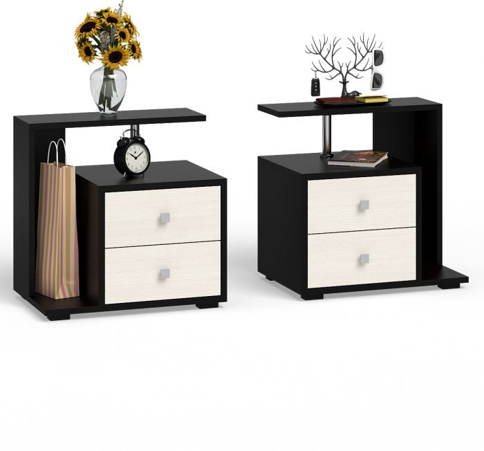 Камелия Кровать 1400 + две тумбы, венге/дуб лоредо